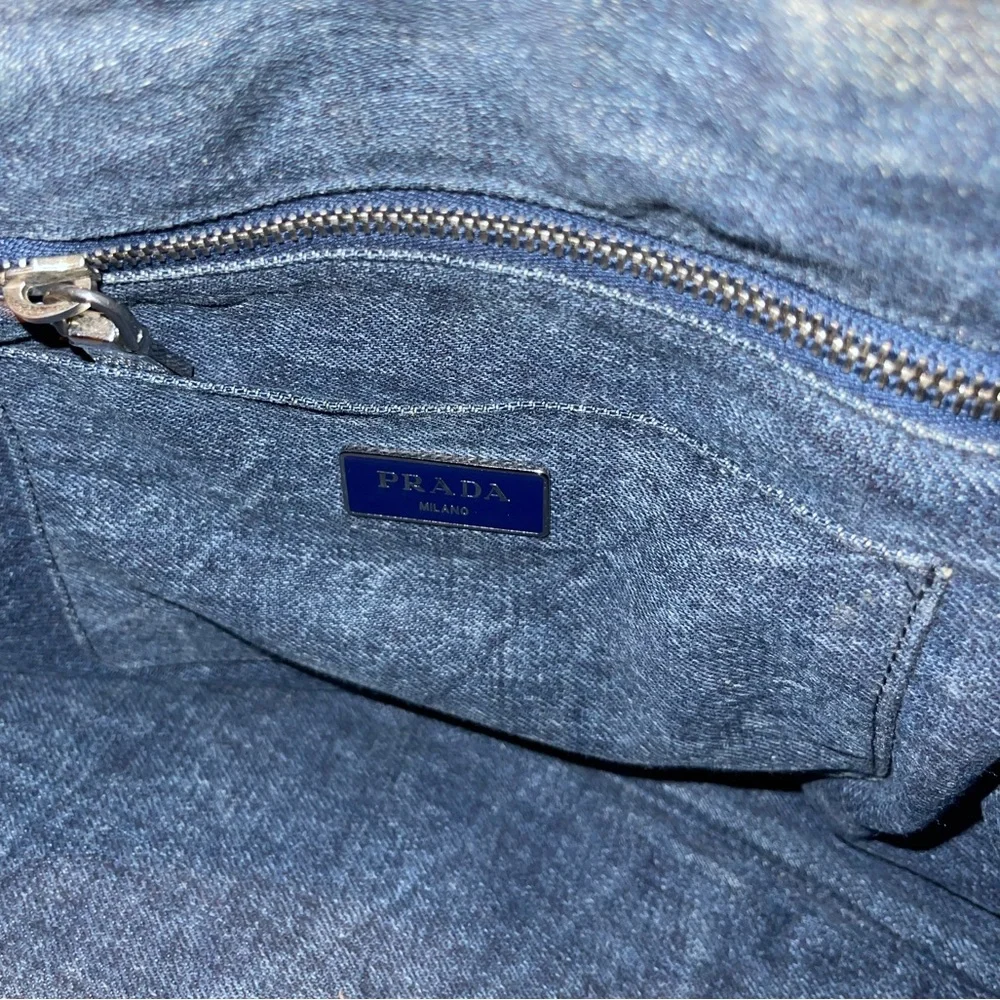 Prada Denim Blue Studded Tote Bag - Picture 11 of 16